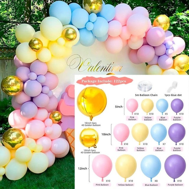 Qfdian 104pcs Bule Silver Macaron Metal Balloon Garland Arch Wedding Birthday Balloons Decoration Party Balloons For Kids Baby Shower