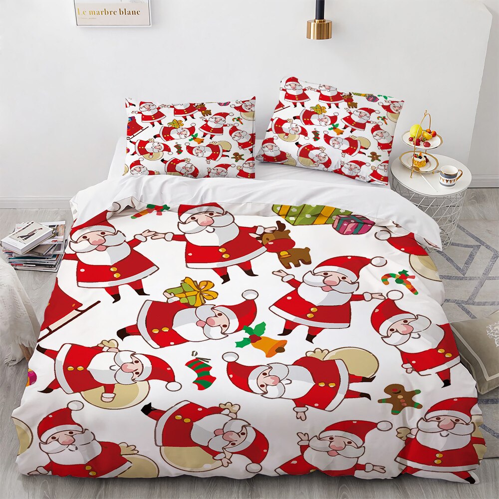 Qfdian christmas decor ideas nightmare before christmas Plus Size Bedding Sets Christmas Gifts High End Fabric Home Textile 3D Print Merry Christmas /happy New Year Bedclothes Bed Set