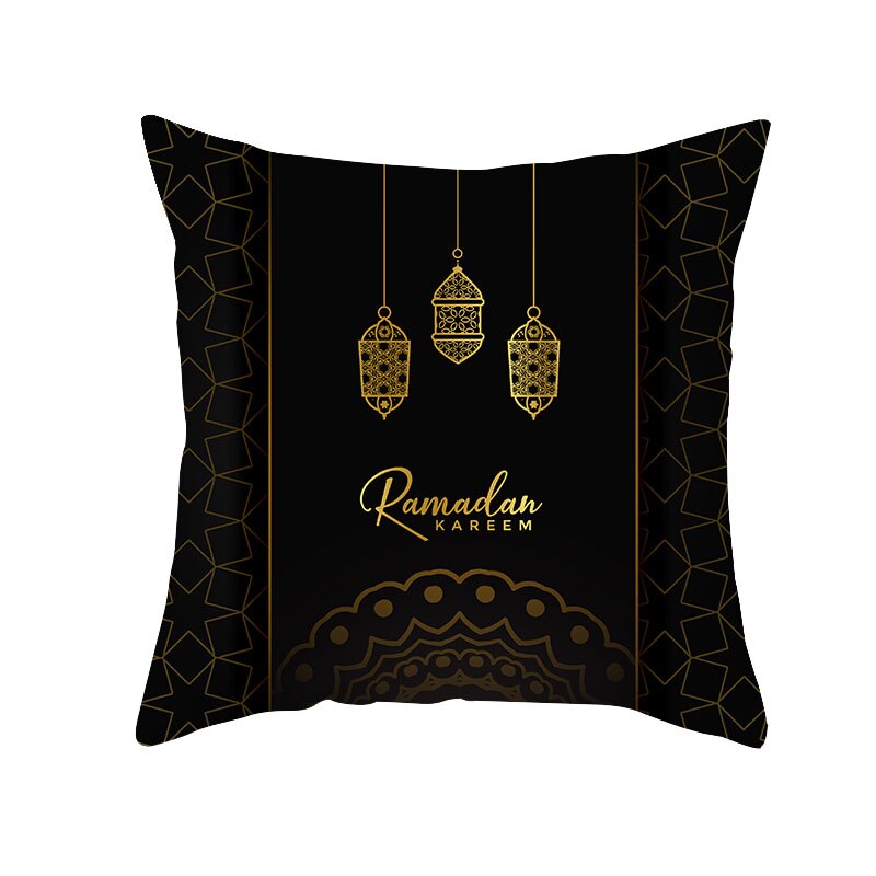 Qfdian Party decoration Islamic Eid Mubarak Pillowcase Ramadan Kareem Home Car Bedroom Sofa Decootative Pillow Cushion Covers Mosque Muslim Decor 45cm