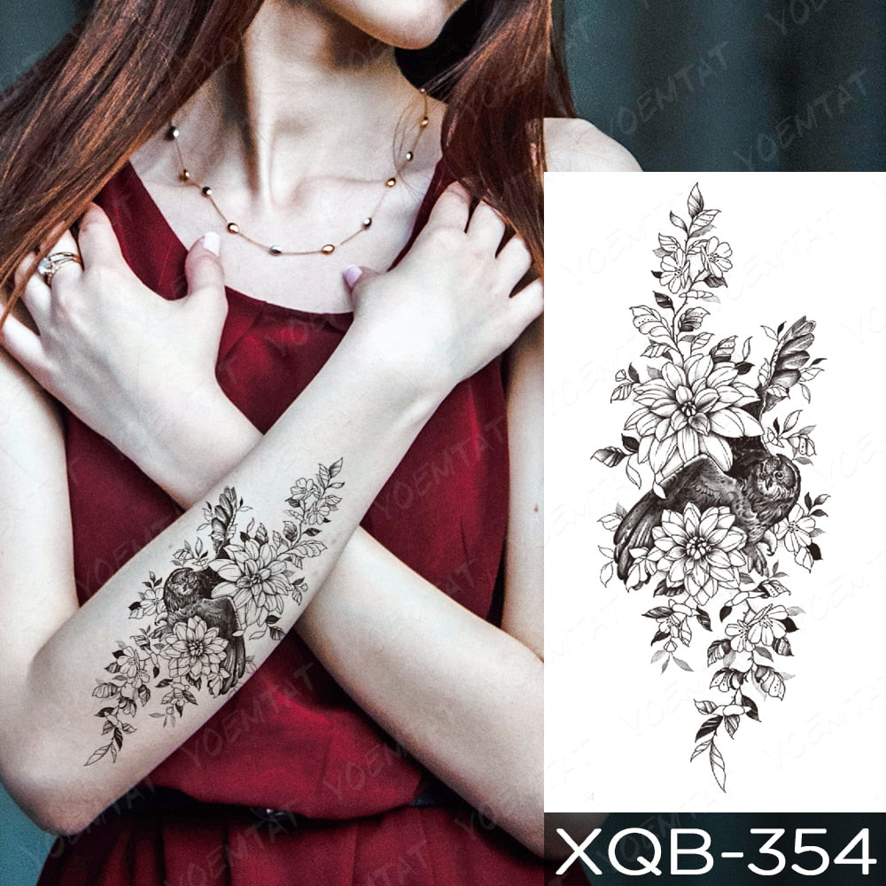 Qfdian Waterproof Temporary Tattoo Sticker I Love You Flash Tattoos Lip Print Butterfly Flowers Body Art Arm Fake Sleeve Tatoo Women