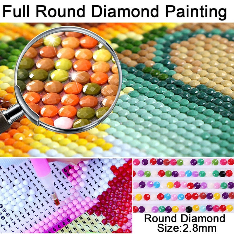 Qfdian Scenery DIY 5D Diamond Painting Full Round Resin Mosaic Landscape Diamond Embroidery Picture Rhinestone Home Decor Gift