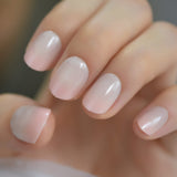 QFDIAN Beige French Nails White Tip Squoval False Nails Short Medium Size Ladies Artificial Manicure Tips for Daily Wear