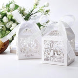 Qfdian Party decoration 100Pcs/Lot Hollow Out Love Heart Laser Cut Paper Candy Boxes Purple beige white pink Gift Bag Wedding Baby Shower Party Favor