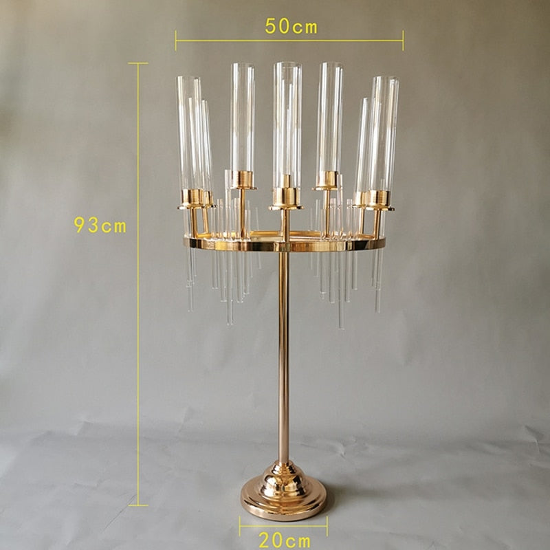 Qfdian wedding decorations hot sale new 4pcs 9-head metal candle holder candle holder stand wedding table center decoration vase road lead party decoration