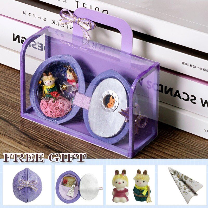 Qfdian Theater Box Miniature Doll House Furniture for Children Birthday Gift DIY Dollhouse Kit Build with Led Light Casa Toy