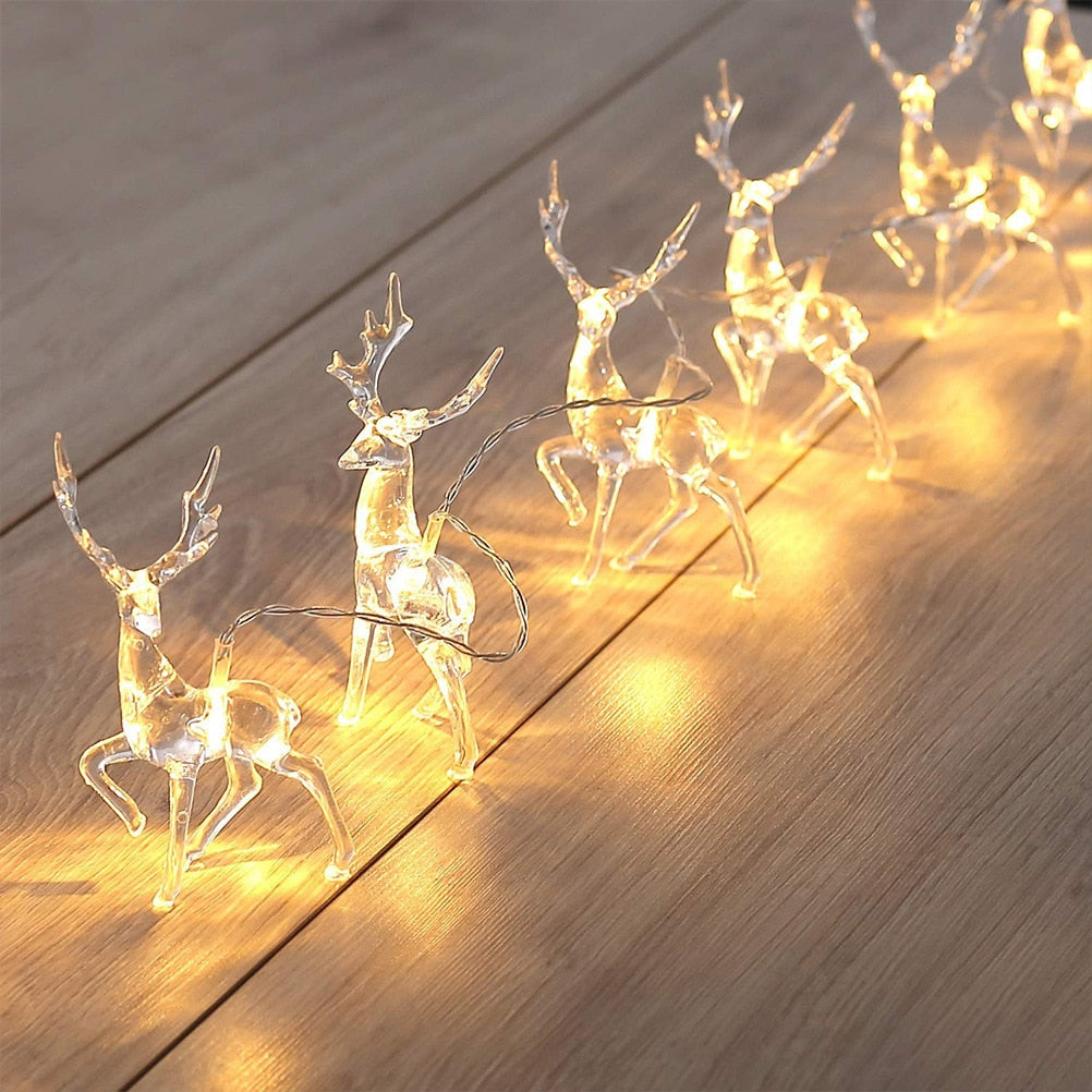 Qfdian Christmas decorations 1.5m 10LED Christmas Reindeer String Light Garland Decoration For Home Christmas Ornaments Natal New Year 2022 Party Supplies