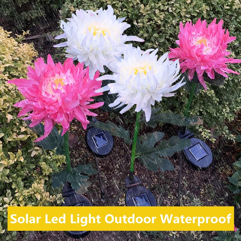 Qfdian valentines day gifts for her Outdoor Solar Lights Waterproof Solar Light Chrysanthemum Garden Light Lawn Decorative Flower Lamp Christmas Lights Solar Lamp