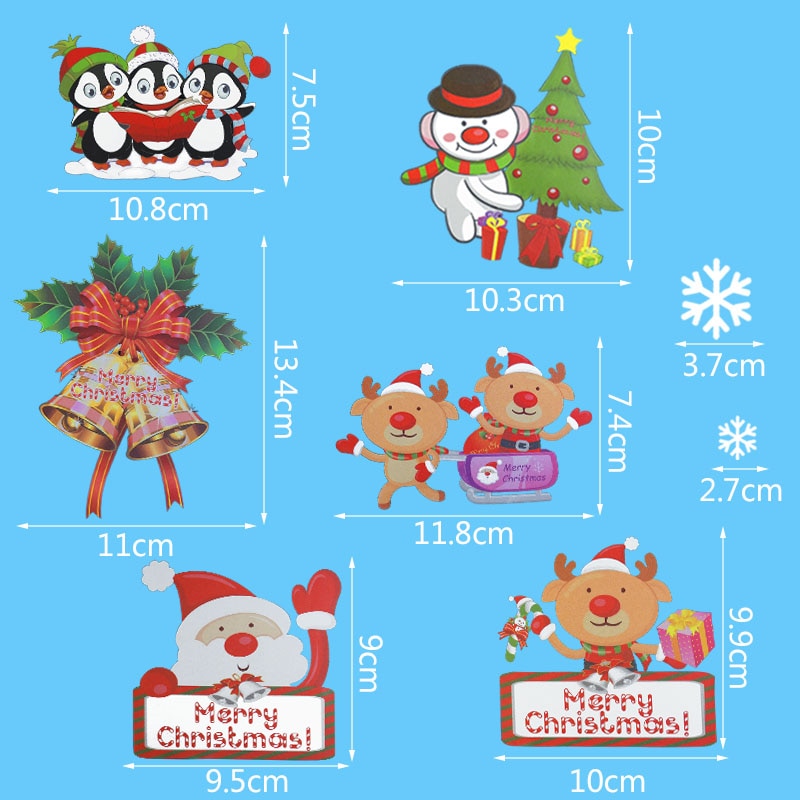 Qfdian CHRISTMAS decorations 1 Sheet Merry Christmas Snowflake Snowman Window Sticker Christmas Wall Stickers Kids Room Wall Decals