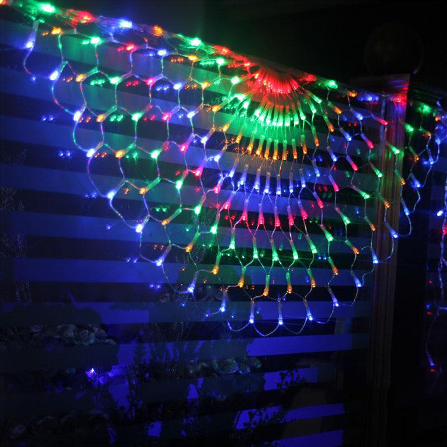 Qfdian Plug 3M 3 Peacock Mesh Net Led String Lights Outdoor Fairy Garland for Wedding Christmas Wedding New Year Party Decoration