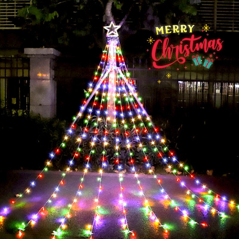 Qfdian Party decoration Party gifts hot sale new 288LED Stars Christmas Fairy Lights String Curtain Lights Outdoor For Garden New Year Party Decoration Lawn Lamp US Plug/EU Plug
