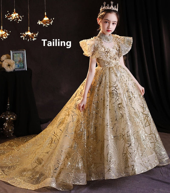 Qfdian christmas decor ideas nightmare before christmas  Teens Kids Dresses Party Wedding Dress Sequins embroidery Pageant Gown Princess Tailing long Dress for Girl Children Clothing