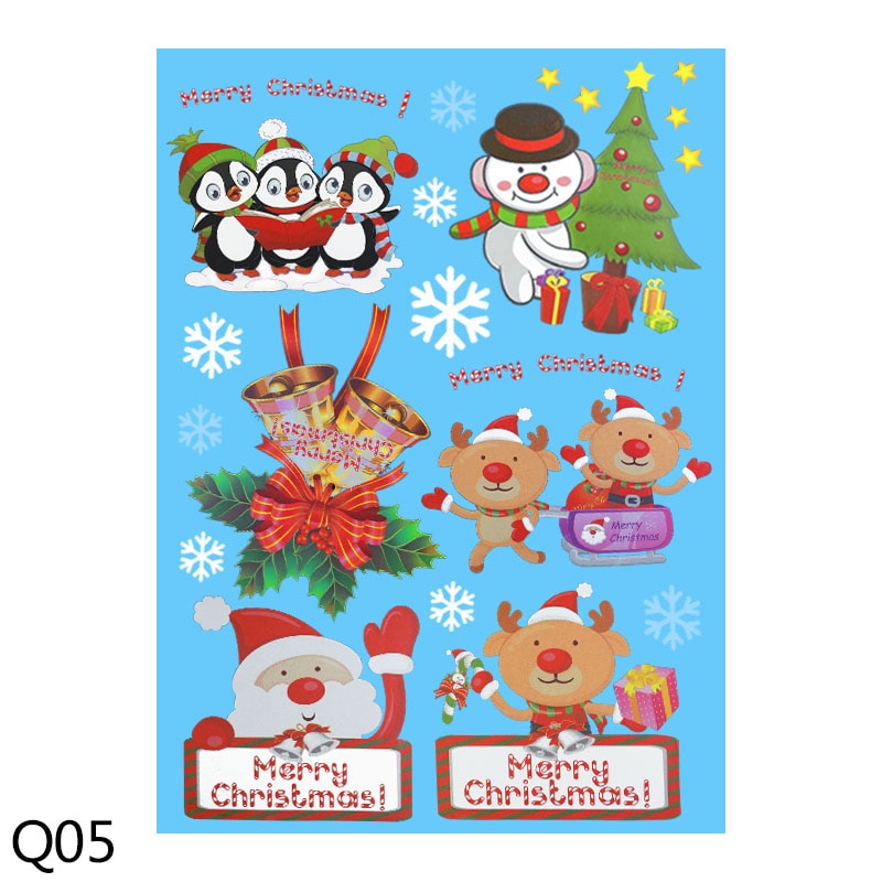 Qfdian CHRISTMAS decorations 1 Sheet Merry Christmas Snowflake Snowman Window Sticker Christmas Wall Stickers Kids Room Wall Decals