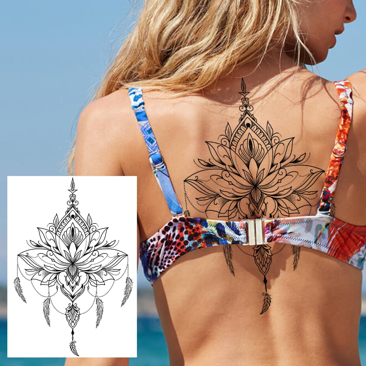 Black Henna Lace Temporary Tattoos Sticker For WOmen Butterfly Moth Mehndi Flower Fake Tatoo Sticker Feather Flora Tatoo