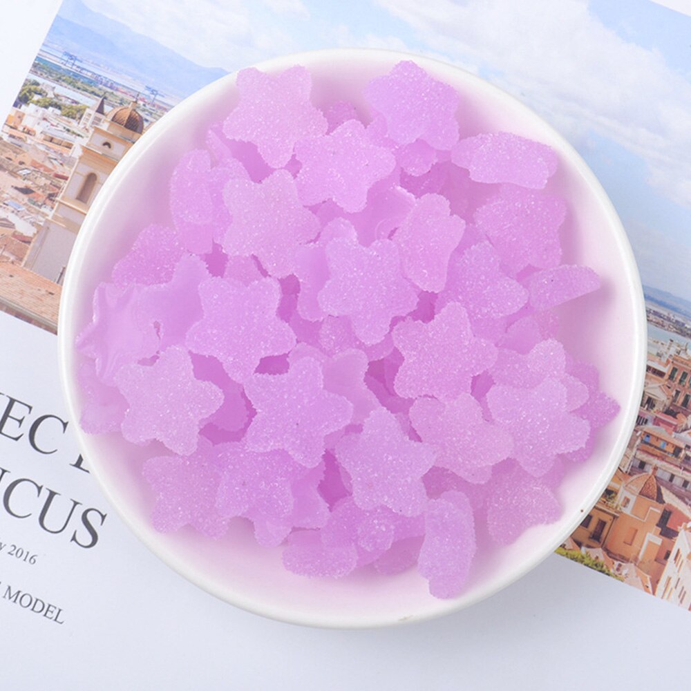 Qfdian home decor 10Pcs Flatback Resin Cabochons Simulation Candy Star Resin Cabochon Scrapbooking Embellishment DIY Accessories Decoration