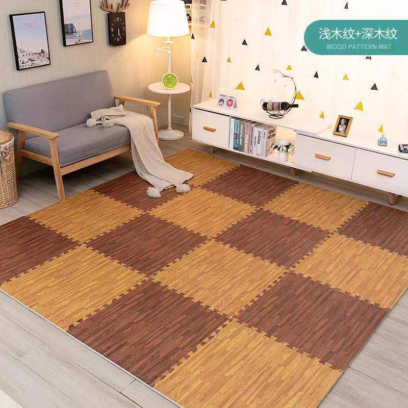 Qfdian home decor hot sale new Wood Grain Baby Play Mat EVA Foam Puzzle Mat Splicing Rug for Children Crawling Mat Thicken Baby Carpet in the Nursery 30*30cm