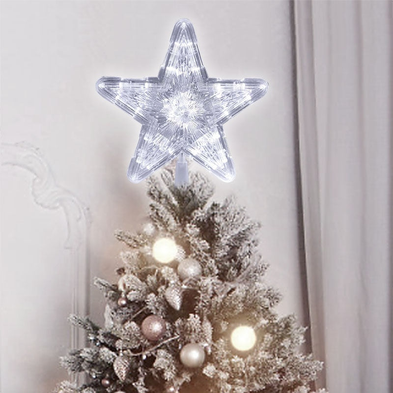 Qfdian wedding decorations Christmas Tree Top Star LED Light Lamp Christmas Decorations For Home Xmas Tree Ornaments Navidad New Year 2022 Natal Noel