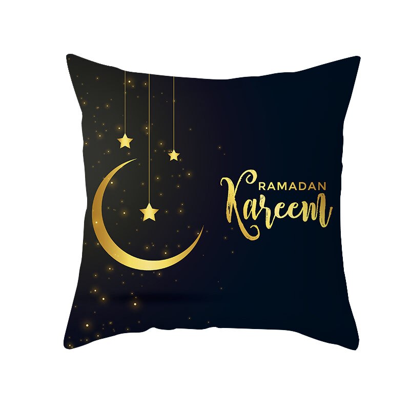 Qfdian Party decoration Islamic Eid Mubarak Pillowcase Ramadan Kareem Home Car Bedroom Sofa Decootative Pillow Cushion Covers Mosque Muslim Decor 45cm