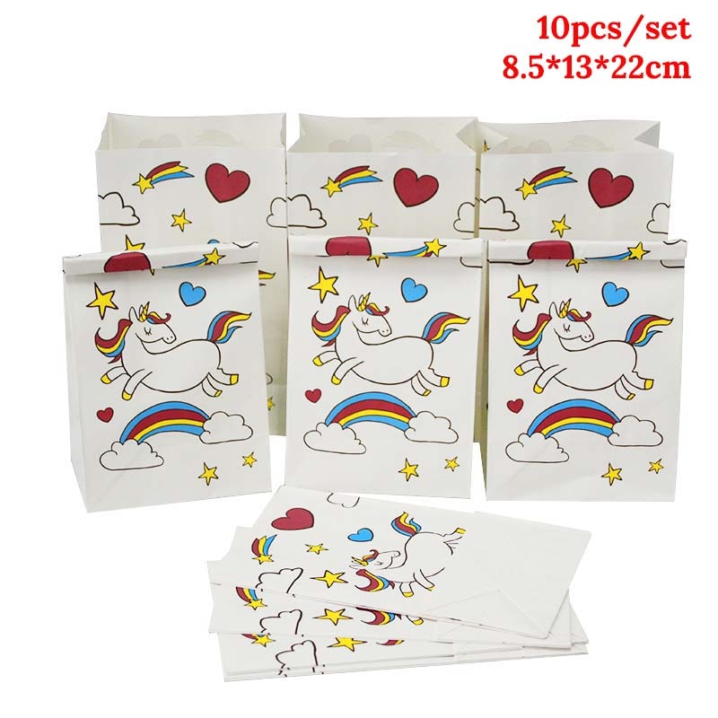 Unicorn Party Supplies Paper Popcorn Box Cookie Gift Box Bag Kids Unicorn Theme Birthday Party Decoration Baby Shower Supplies