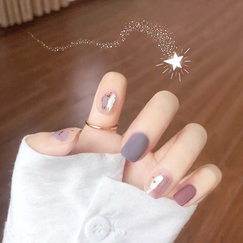 Qfdian Party decoration hot sale new 24Pcs/box wholesales Fake Nails Press On for women Bride White Flower designs Artificial Nail tips full cover acryl False Nails