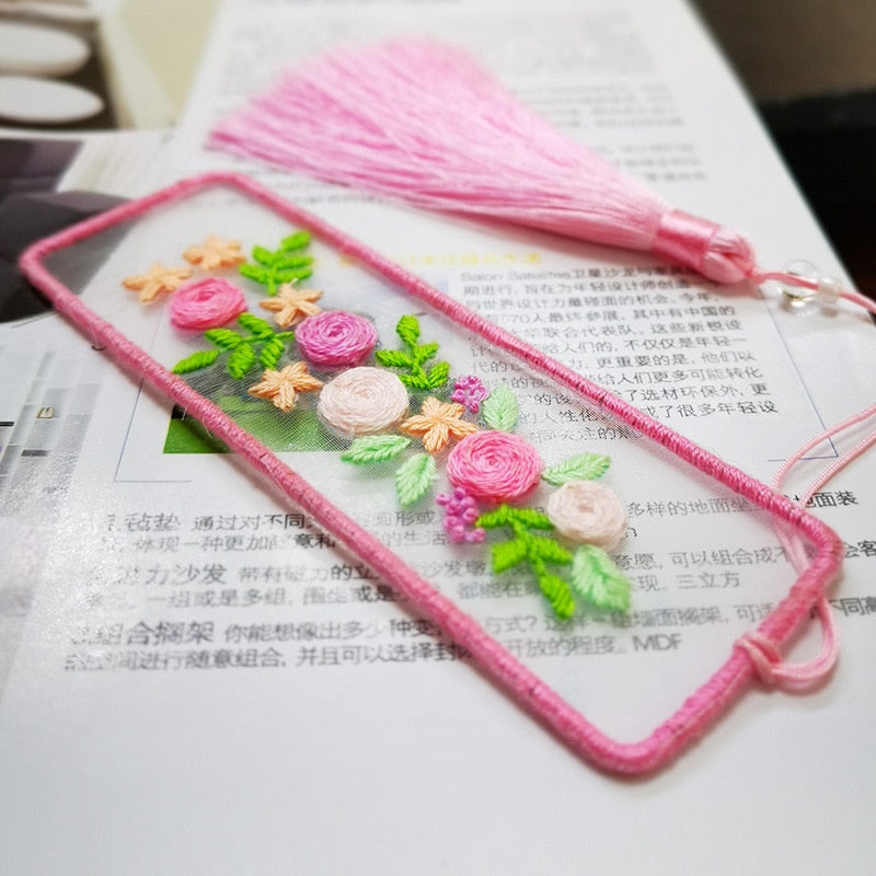 Qfdian gifts for women hot sale new Bookmarks Cross-stitch Plum Blossom Diy Embroidery Peace and Blessing Pouch Stitch for Needlework Needle Minder Organizer Craft