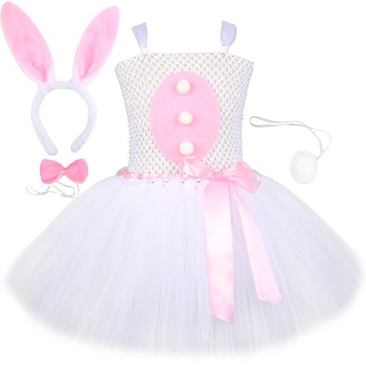 Qfdian halloween decorations halloween costumes Baby Girls Easter Bunny Tutu Dress for Kids Rabbit Cosplay Costumes Toddler Girl Birthday Party Tulle Outfit Holiday Clothes