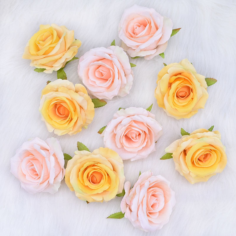 Qfdian Party decoration 30P Silk Rose Artificial Flower Heads for Decoration Wedding Flower Arrangement Birthday Baby Shower Party Floral Backdrop Decor