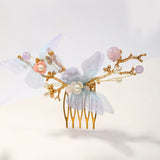 Qfdian  Chinese Style Hanfu Hair Jewelry For Women Exquisite Vintage Flower Tassel Hairpins Hair Clip Comb Set Hair Accessories Jewelry