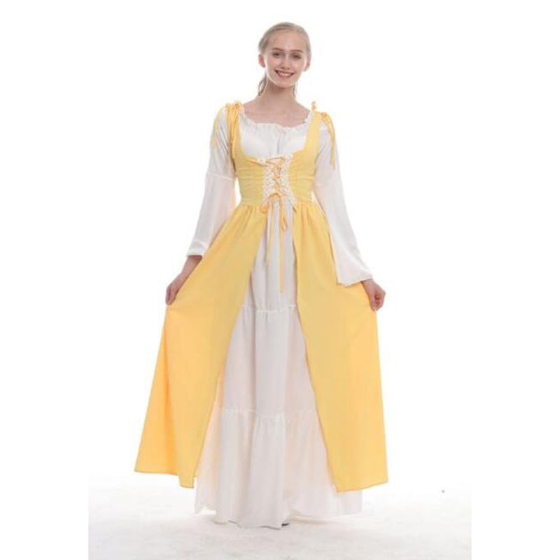 Qfdian S-6XL Medieval Punk Dress Cosplay Halloween Costumes Women Palace Carnival Party Disguise Princess Female Victorian Vestido Robe