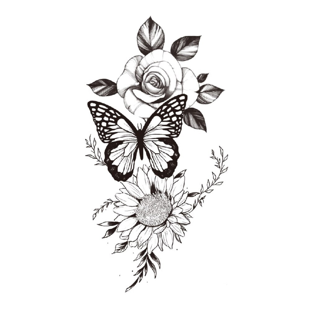 Qfdian gifts for women hot sale new Waterproof Temporary Tattoos Stickers Flowers Butterfly Tatto Flash Sexy Fake Tattoo Arm Body Chest Tatto Art for Women and Girl