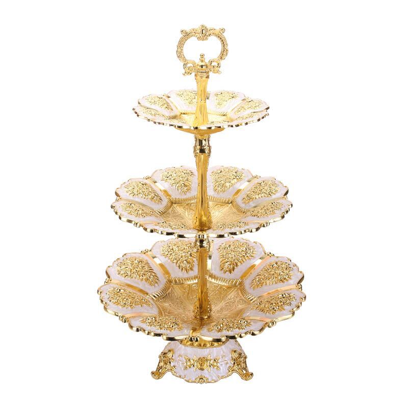 Qfdian Party decoration Cake Stand Luxury Charger Plate Metal Wedding Sweet Fruit Nut Tray Plates For Unicorn Party Home Table Decoration