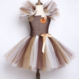 Qfdian halloween decorations halloween costumes Brown Animal Girl Tutu Dress Lion Children Halloween Costume for Girls Kids Christmas Dresses Princess Girl Costumes 1-12 Years