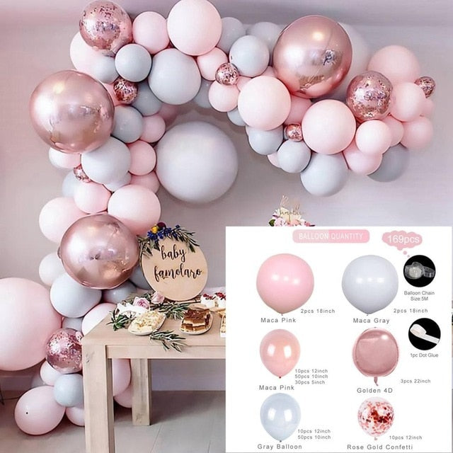 Qfdian 104pcs Bule Silver Macaron Metal Balloon Garland Arch Wedding Birthday Balloons Decoration Party Balloons For Kids Baby Shower