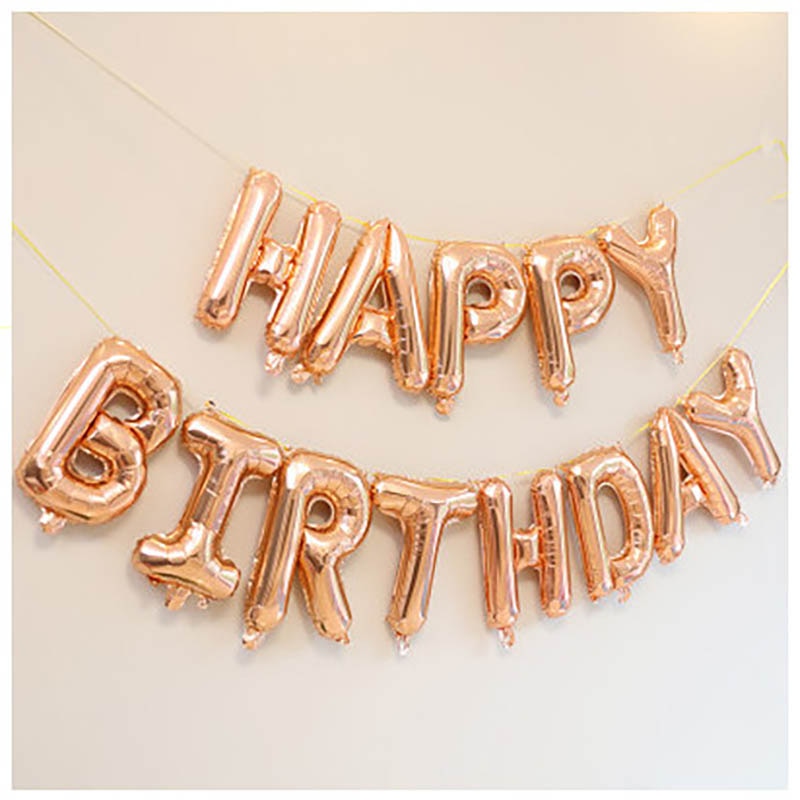 Qfdian Party decoration hot sale new Rose Gold Happy Birthday Party Decor Balloons Chrome Air Helium Balloon Baby Shower 18 25 30th Birthday Anniversary Decorations