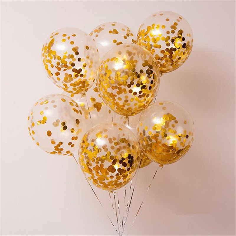 Qfdian valentines day gifts for her 10/20pcs Rose Gold Confetti Balloons Transparent Latex Balloon Christmas Wedding Baby Shower Decoration Birthday Party Supplies