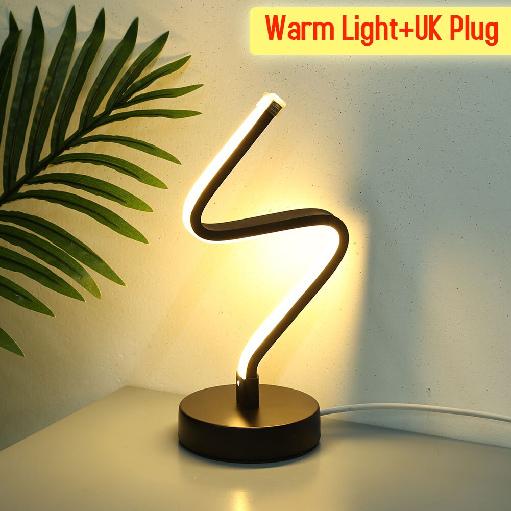 Qfdian Cozy apartment aesthetic hot sale new Modern LED Table Lamp Iron Bedside Light Desk Lamp Spiral Wave Dimmable Bedroom Night Light Home Lighting Fixture