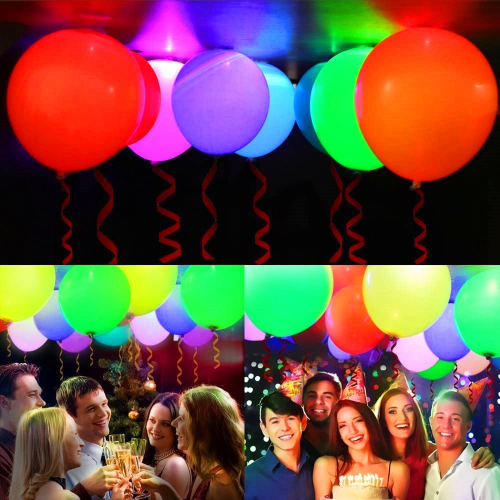 qfdian 20pcs LED Balloon Luminous Light ball 12 Inches White Latex Balloon glow Balloon birthday party Holiday Wedding Decor Supplies @