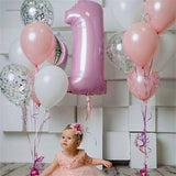 Qfdian Party decoration Number 1 Balloon 1st Birthday Boy Girl 1 Year Old Baby Birthday Party Decorations Anniversaire Supplies Globos Baby Shower