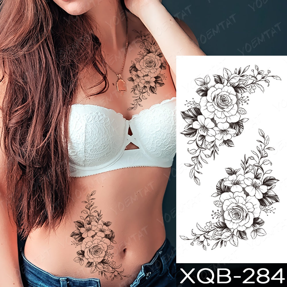 Qfdian Waterproof Temporary Tattoo Sticker I Love You Flash Tattoos Lip Print Butterfly Flowers Body Art Arm Fake Sleeve Tatoo Women