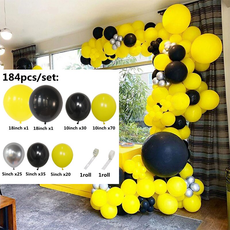 Qfdian Party decoration Black Yellow Balloons Sunflower Baby Shower Balloon Garland Kit Balloon Arch One Year Old Girl Birthday Party Decoration Kids