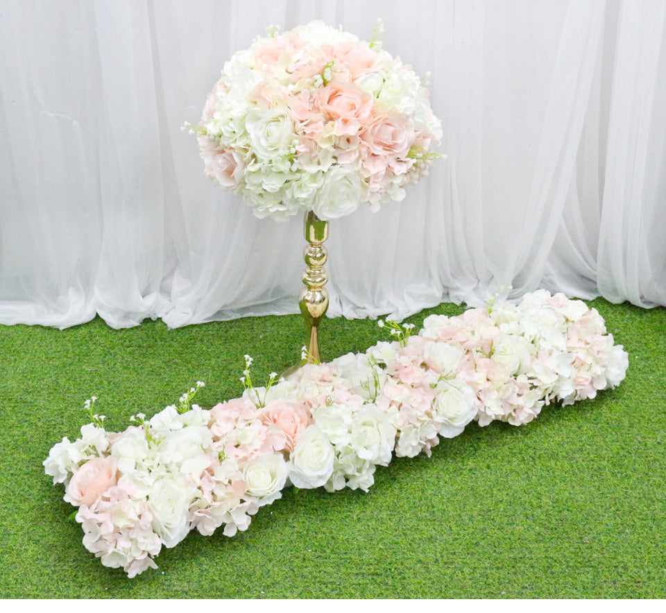 Qfdian Rose Artificial Flower Arrangement Table Centerpieces Flower Ball Wedding Arch Backdrop Decor Flower Row Party Layout