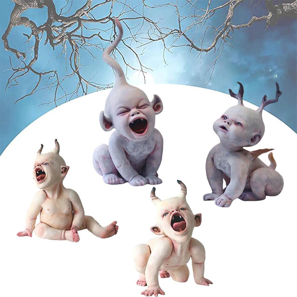 Qfdian halloween decorations halloween costumes halloween gift The Grave Watchers Childhood Artwork Statue Hand Crafts Resin Ornaments Halloween Haunted Doll  Ghost Babies Zombie Baby