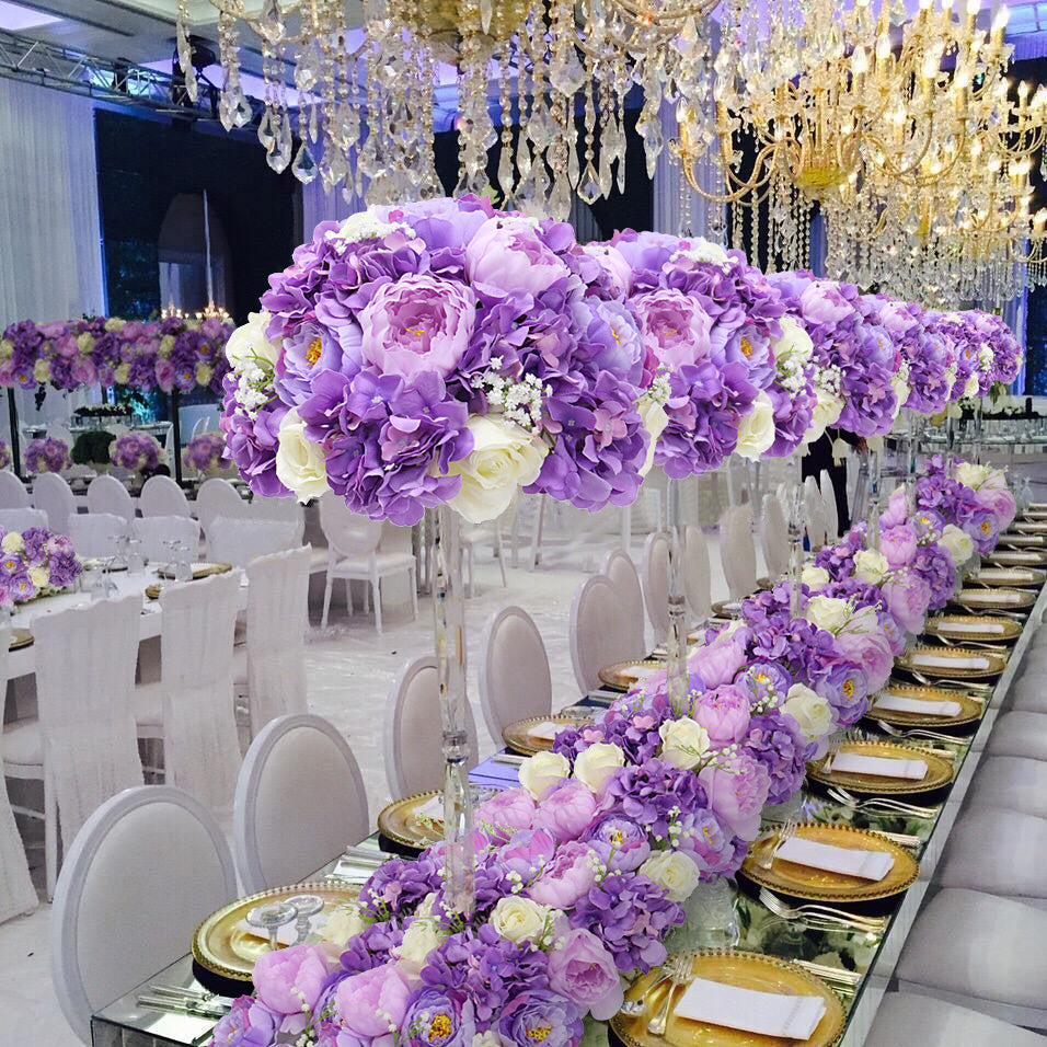 Qfdian Rose Artificial Flower Arrangement Table Centerpieces Flower Ball Wedding Arch Backdrop Decor Flower Row Party Layout