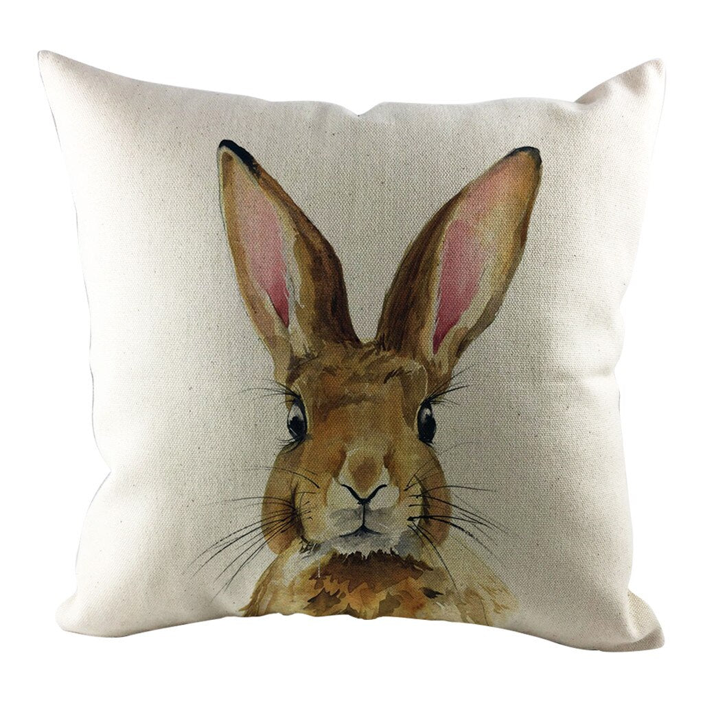 Qfdian easter decorations clearance Happy Easter Cushion Cover Bunny Eggs Decorative Pillow Cover Easter Rabbit Print Pillow Case Sofa Car Cushion Cover Home Decor