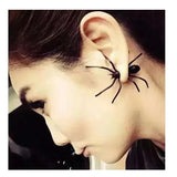Qfdian Halloween Decoration Halloween Costumes For Woman 3D Creepy Black Spider Ear Stud Earrings For Haloween Party DIY Decoration