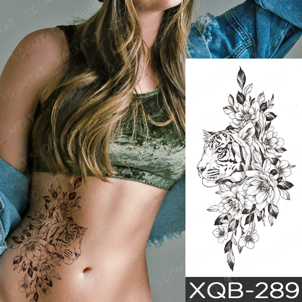 Qfdian Waterproof Temporary Tattoo Sticker I Love You Flash Tattoos Lip Print Butterfly Flowers Body Art Arm Fake Sleeve Tatoo Women