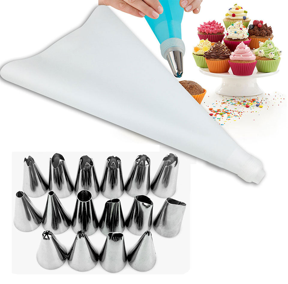 Qfdian Party gifts Party decoration hot sale new 1pcs Silicone Kitchen Accessories Icing Piping Cream Pastry Bag With 6 Stainless Steel Nozzle DIY Cake Decorating Tips Set