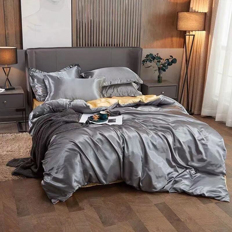Qfdian Luxury Soft Bedding Set Home Textile Solid Color Bedroom Decor Duvet Cover Bed Sheet Bedding Covers Set Full King Size 4pcs