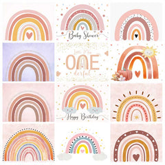 Qfdian Party decoration hot sale new Boho Rainbow Birthday Party Decoration Backdrop Pink Bohemian Heart Girl Baby Shower Photography Background Photo Studio Banner