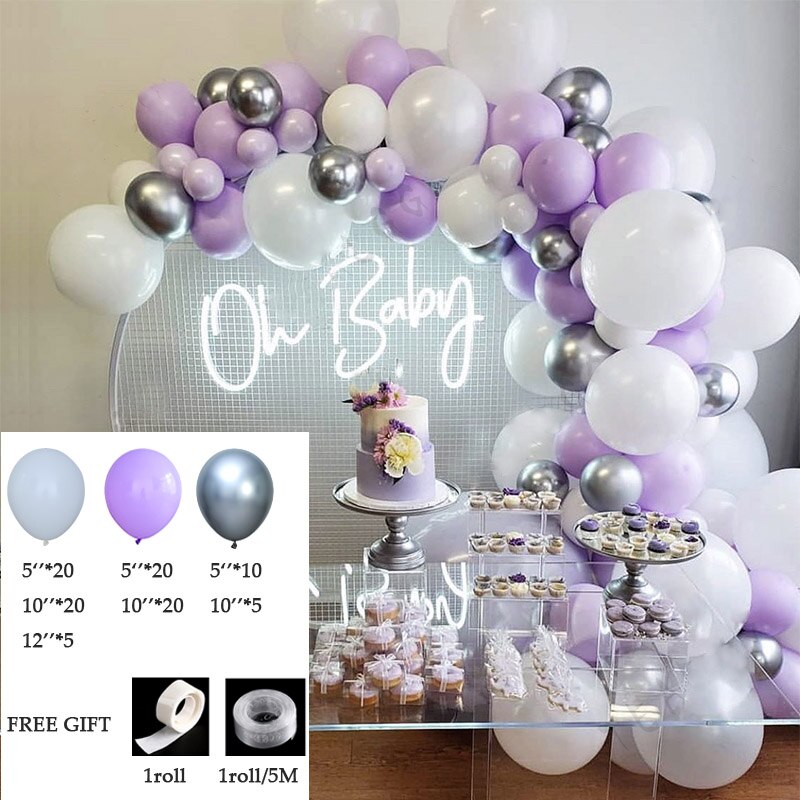 Qfdian Party gifts Party decoration hot sale new 100Pcs Pastel Balloon Garland Arch Kit Purple Balloons Birthday Wedding Bridal Baby Shower Anniversary Party Decoration Supplies