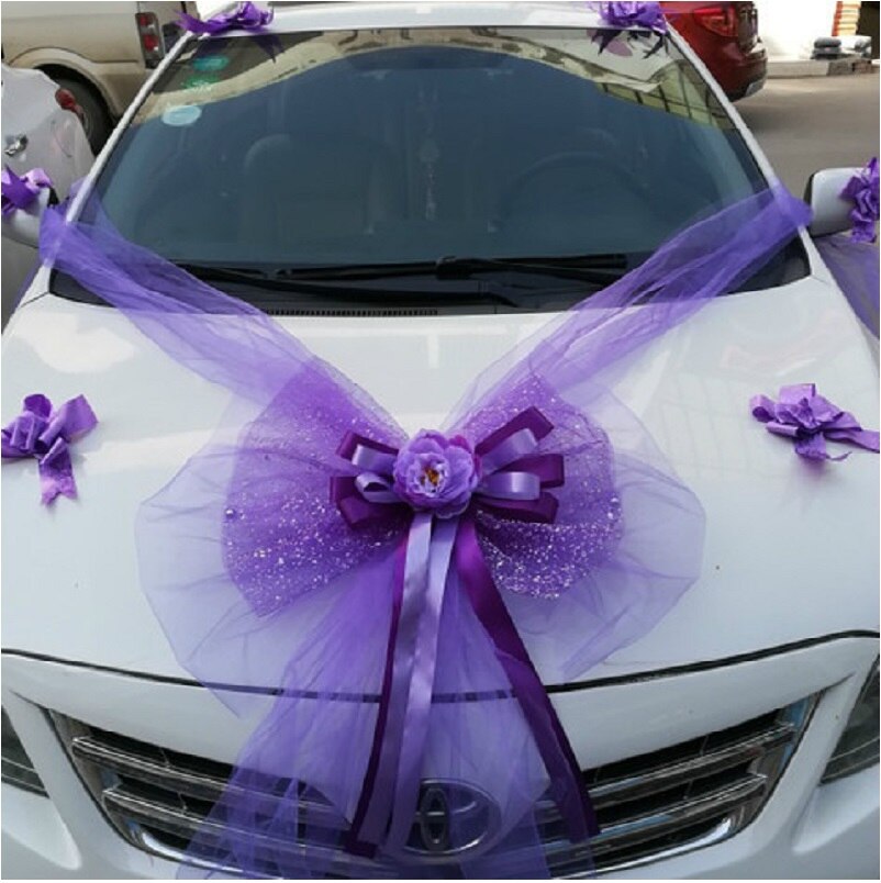 Qfdian Party decoration 10 PCS Wedding Car Auxiliary Simulation Decorative Bow Knot Flowers Wedding Articles Decoration Fleet Rose Caravan Silk Flowers